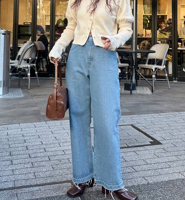  「【新色追加/3サイズ展開】ハイウエストストレートデニム」|デニム|