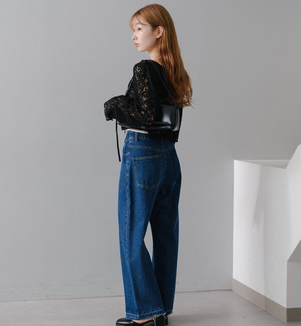  「【新色追加/3サイズ展開】ハイウエストストレートデニム」|デニム|