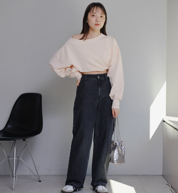  「【新色追加/3サイズ展開】ハイウエストストレートデニム」|デニム|