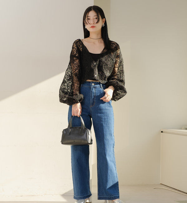  「【新色追加/3サイズ展開】ハイウエストストレートデニム」|デニム|