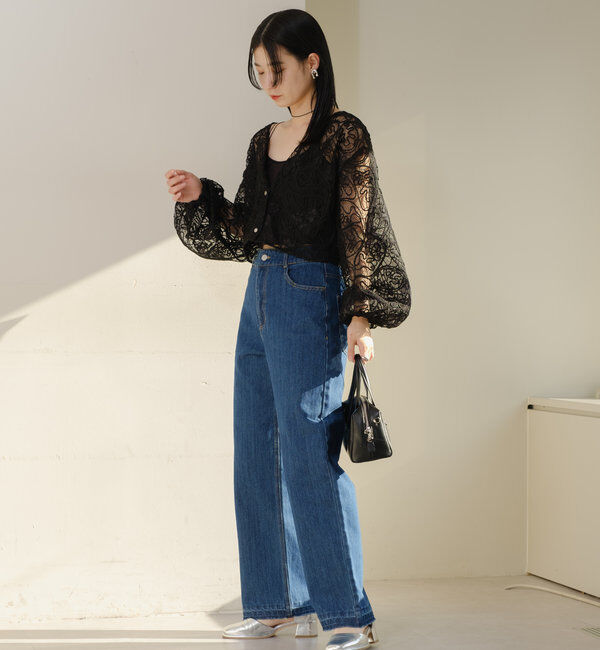  「【新色追加/3サイズ展開】ハイウエストストレートデニム」|デニム|