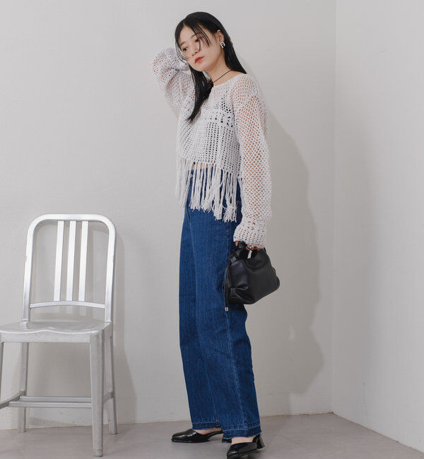  「【新色追加/3サイズ展開】ハイウエストストレートデニム」|デニム|