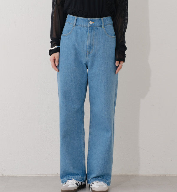  「【新色追加/3サイズ展開】ハイウエストストレートデニム」|デニム|