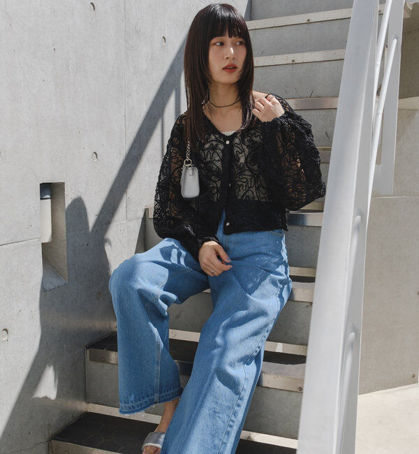  「【新色追加/3サイズ展開】ハイウエストストレートデニム」|デニム|