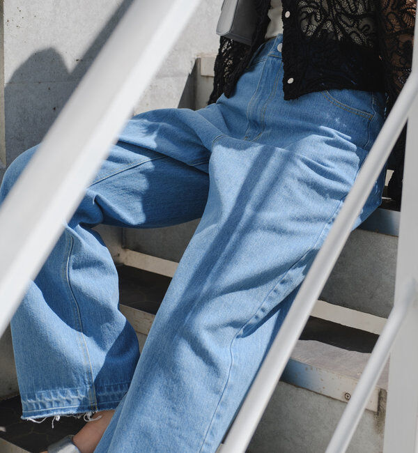  「【新色追加/3サイズ展開】ハイウエストストレートデニム」|デニム|