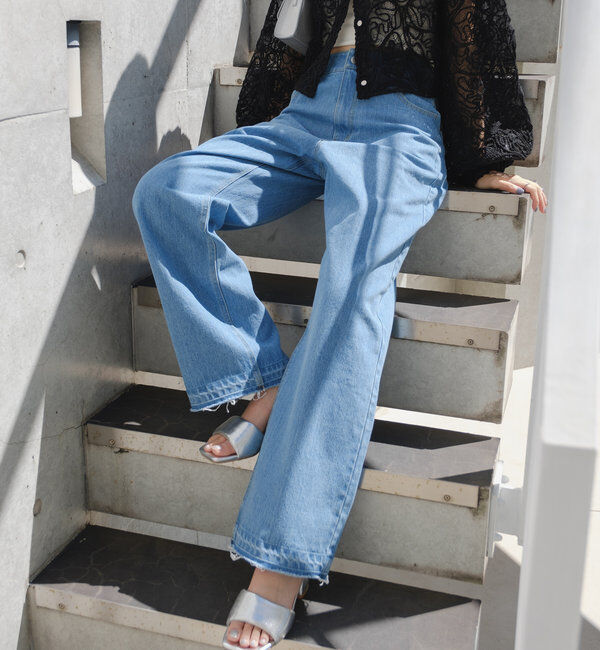  「【新色追加/3サイズ展開】ハイウエストストレートデニム」|デニム|