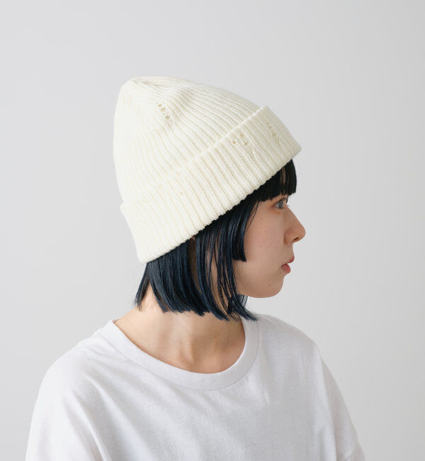  「【WHIMSIC】ダメージニットキャップ」|ハット|ホワイト