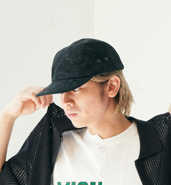  「【WHIMSIC】スウェードレザージェットキャップ」|ハット|ブラック