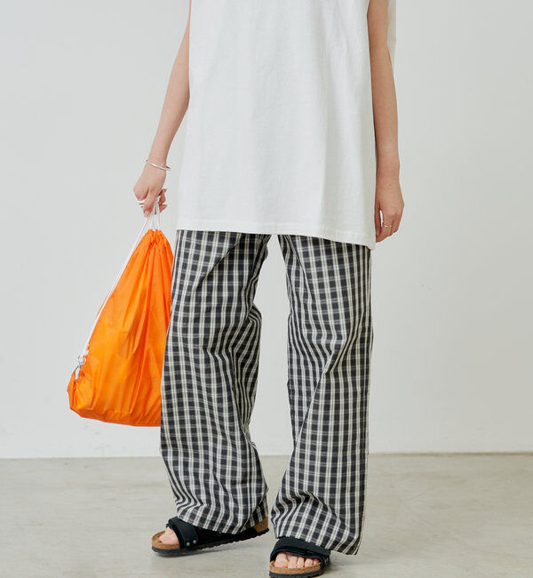  「【WHIMSIC/SETUP対応/日本製生地】チェックパンツ」|チノ|ブラック