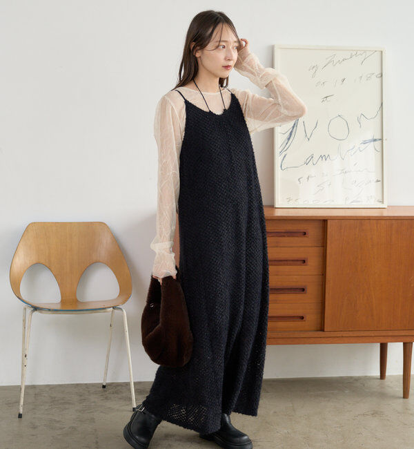  「【前後2WAY】ニットソーキャミワンピース」|ワンピース|