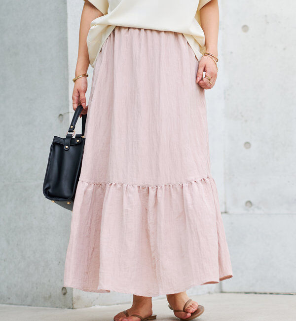  「《ウエストゴムでストレスフリー》ヴィンテージシワ加工スカート」|スカート|