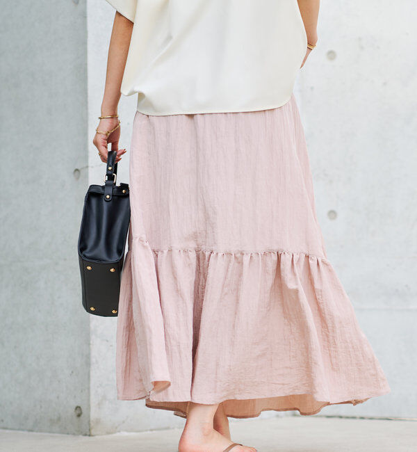  「《ウエストゴムでストレスフリー》ヴィンテージシワ加工スカート」|スカート|