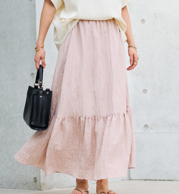  「《ウエストゴムでストレスフリー》ヴィンテージシワ加工スカート」|スカート|