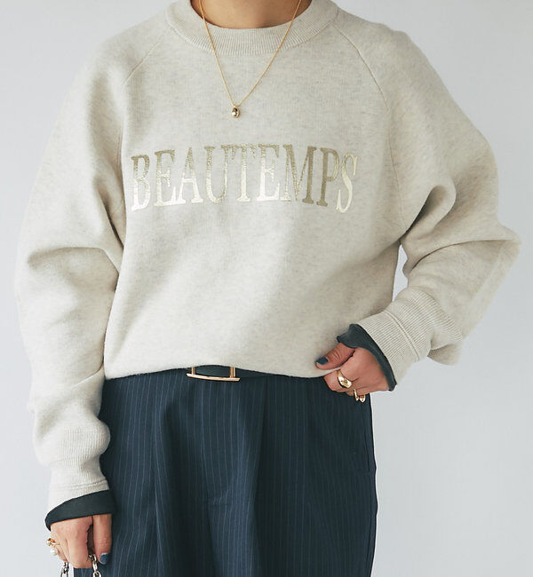  「《ゆったり着心地・体型カバー◎》スウェットライク箔ロゴニット」|ニット・セーター|