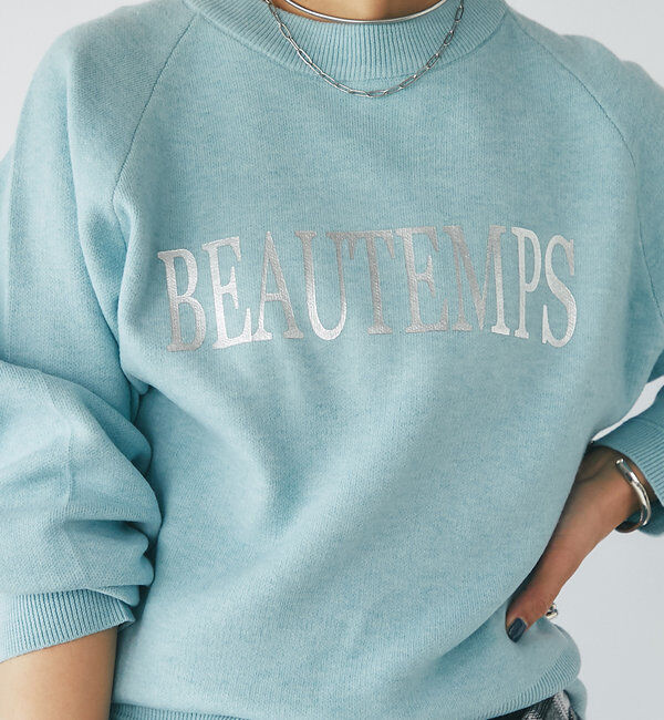  「《ゆったり着心地・体型カバー◎》スウェットライク箔ロゴニット」|ニット・セーター|