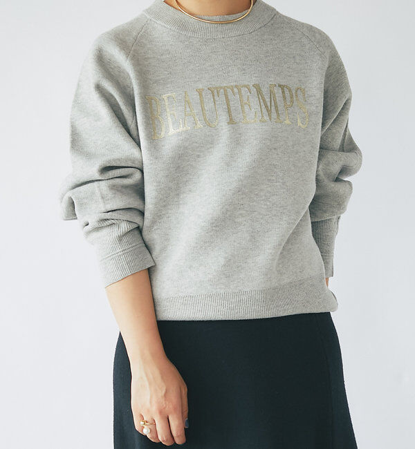  「《ゆったり着心地・体型カバー◎》スウェットライク箔ロゴニット」|ニット・セーター|