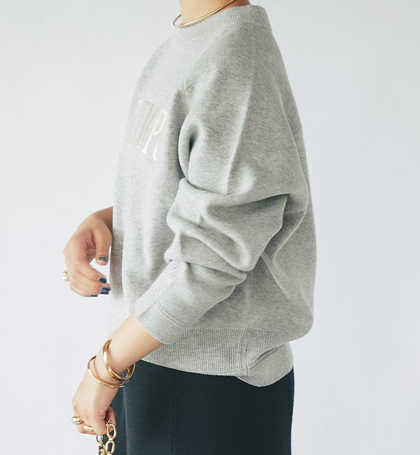  「《ゆったり着心地・体型カバー◎》スウェットライク箔ロゴニット」|ニット・セーター|