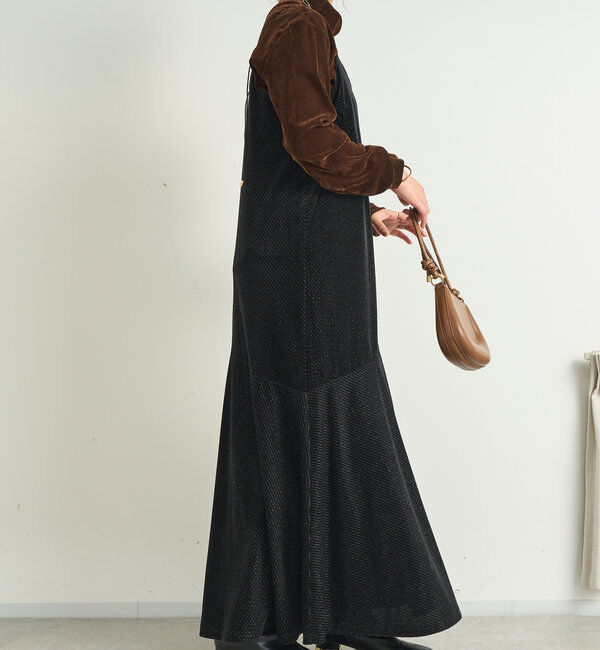  「ラメ入りベロア切替キャミワンピース」|その他|