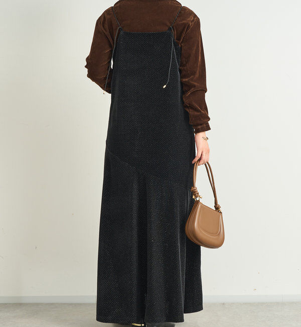  「ラメ入りベロア切替キャミワンピース」|その他|