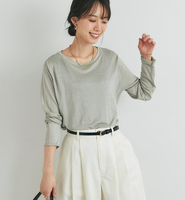  「《ヘルシーな透け感》ラメシアーロンT」|Tシャツ・カットソー|