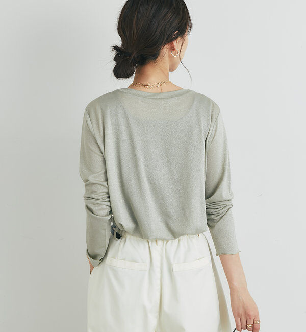  「《ヘルシーな透け感》ラメシアーロンT」|Tシャツ・カットソー|