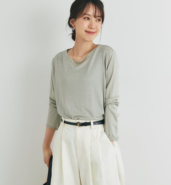  「《ヘルシーな透け感》ラメシアーロンT」|Tシャツ・カットソー|