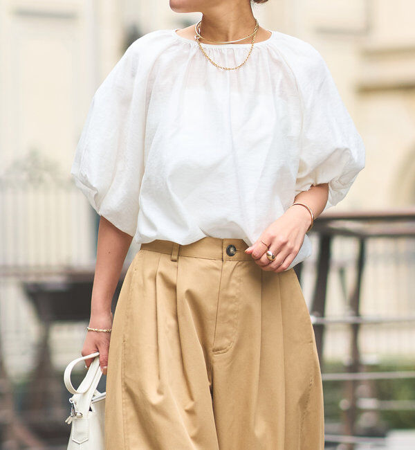  「《一枚でサマになる》バルーンスリーブブラウス」|シャツ・ブラウス|オフホワイト