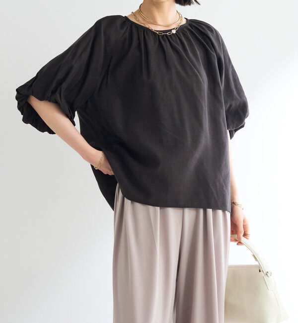  「《一枚でサマになる》バルーンスリーブブラウス」|シャツ・ブラウス|ブラック