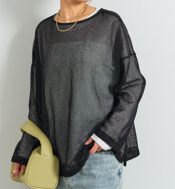  「前後2WAYラメメッシュカーディガン」|ニット・セーター|