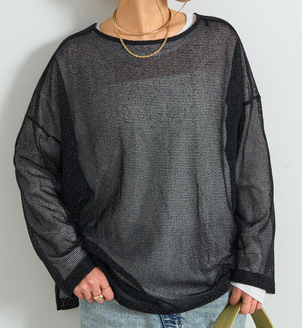  「前後2WAYラメメッシュカーディガン」|ニット・セーター|