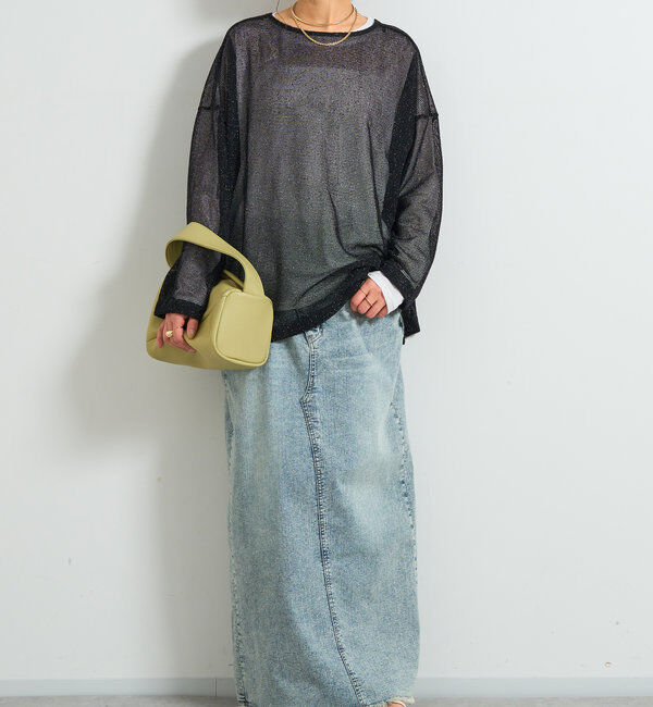  「前後2WAYラメメッシュカーディガン」|ニット・セーター|