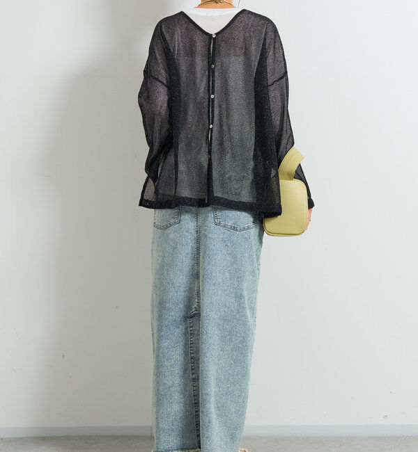  「前後2WAYラメメッシュカーディガン」|ニット・セーター|