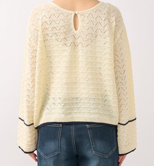  「《シーズンムード高める》2way透かし柄ラインニット」|ニット・セーター|