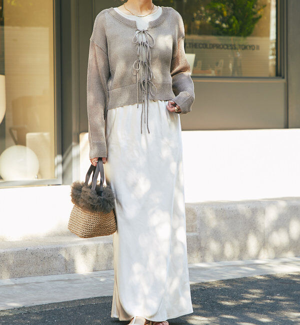  「《ソフトな艶やかさで上品見え》ビンテージサテンスカート」|スカート|