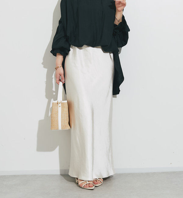  「《ソフトな艶やかさで上品見え》ビンテージサテンスカート」|スカート|