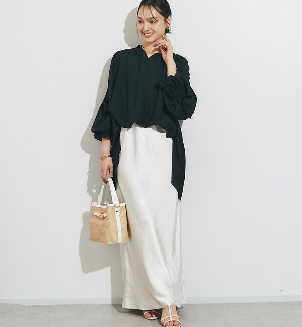  「《ソフトな艶やかさで上品見え》ビンテージサテンスカート」|スカート|