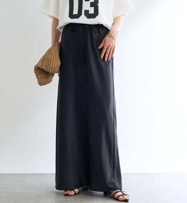  「《ソフトな艶やかさで上品見え》ビンテージサテンスカート」|スカート|