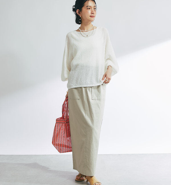  「《軽量・通気性・吸水速乾性》スクエア和紙ニット」|ニット・セーター|