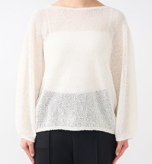  「《軽量・通気性・吸水速乾性》スクエア和紙ニット」|ニット・セーター|