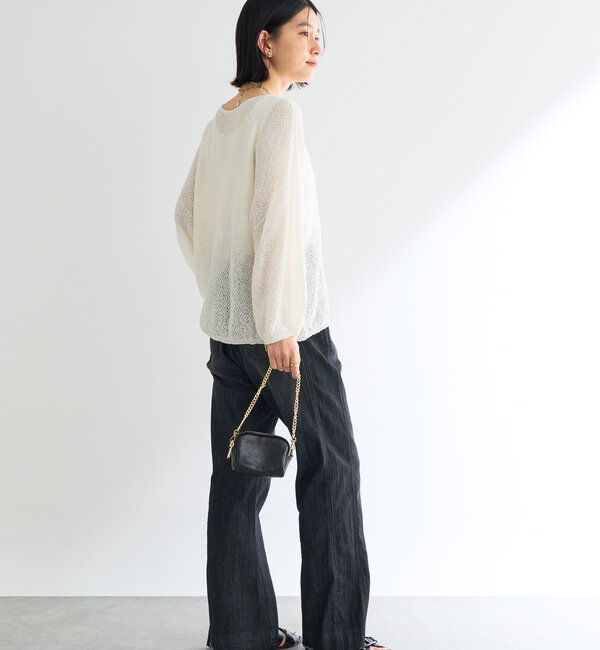  「《軽量・通気性・吸水速乾性》スクエア和紙ニット」|ニット・セーター|