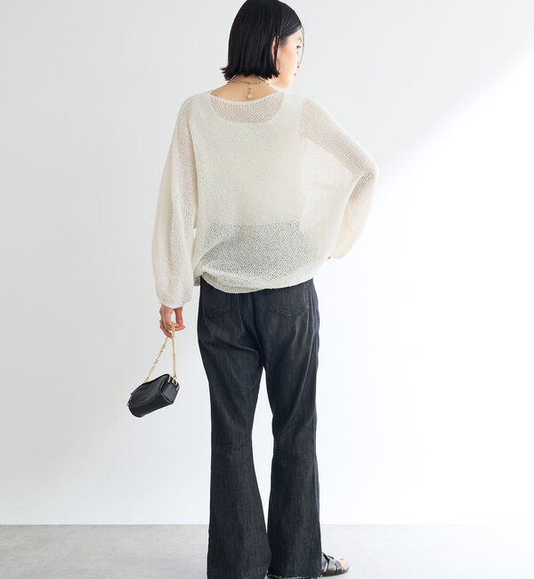  「《軽量・通気性・吸水速乾性》スクエア和紙ニット」|ニット・セーター|