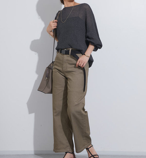  「《軽量・通気性・吸水速乾性》スクエア和紙ニット」|ニット・セーター|