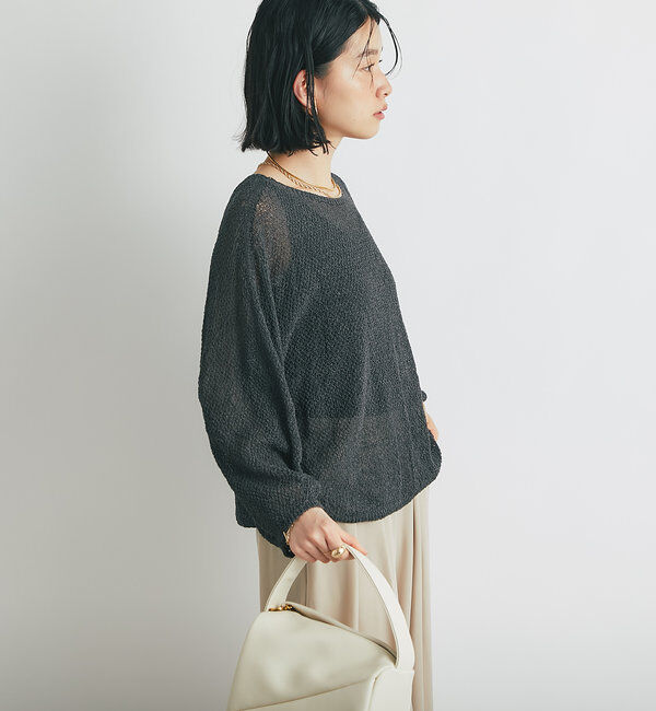  「《軽量・通気性・吸水速乾性》スクエア和紙ニット」|ニット・セーター|