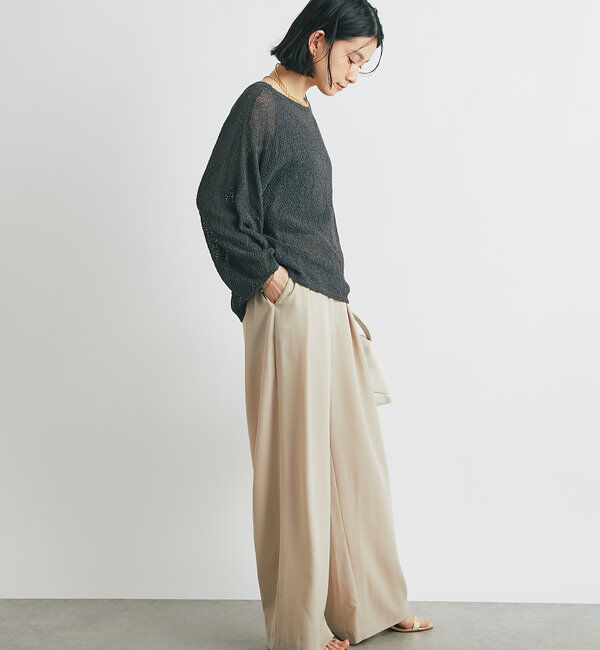  「《軽量・通気性・吸水速乾性》スクエア和紙ニット」|ニット・セーター|