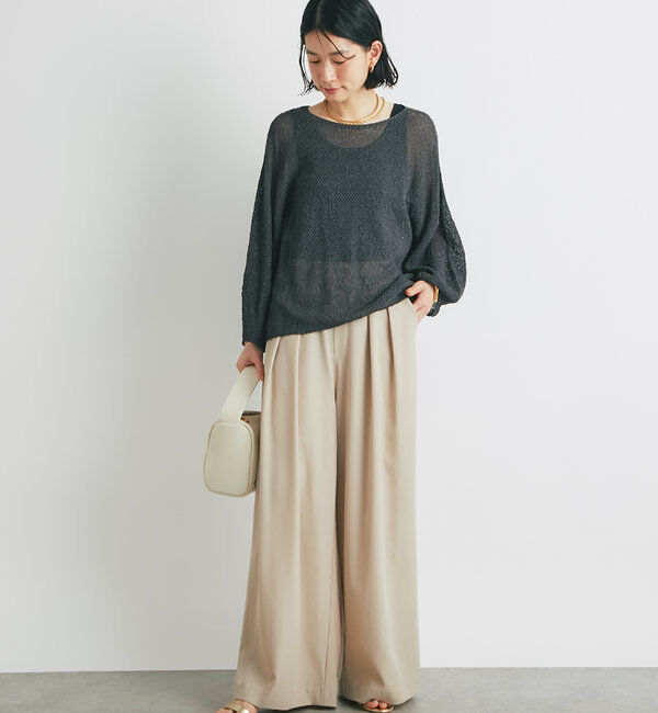  「《軽量・通気性・吸水速乾性》スクエア和紙ニット」|ニット・セーター|