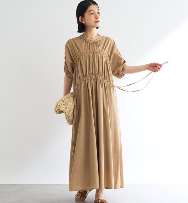  「《着るだけで様になる》シャーリングワンピース」|その他|