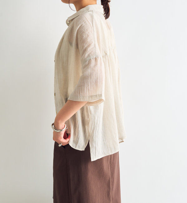  「《1枚着にも・羽織にも◎》ガーゼタッチシアーシャツ」|シャツ・ブラウス|