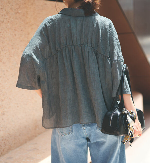  「《1枚着にも・羽織にも◎》ガーゼタッチシアーシャツ」|シャツ・ブラウス|