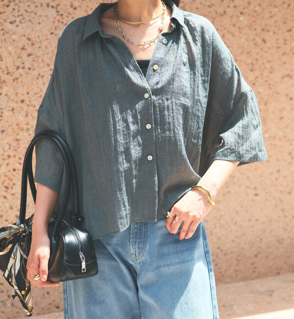  「《1枚着にも・羽織にも◎》ガーゼタッチシアーシャツ」|シャツ・ブラウス|