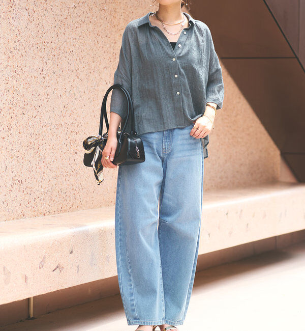  「《1枚着にも・羽織にも◎》ガーゼタッチシアーシャツ」|シャツ・ブラウス|